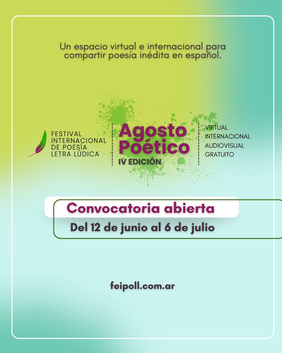 AGOSTO POÉTICO 2025 festival internacioal de poesía letra lúdica gratis internacional virtual